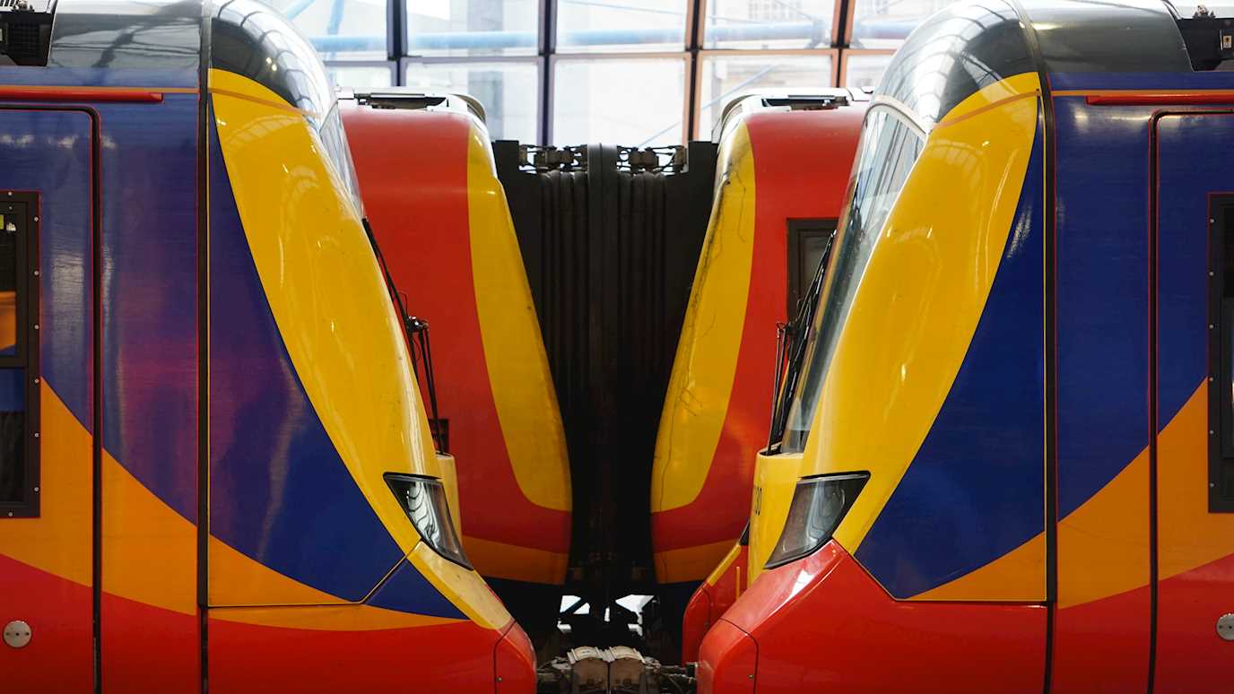 Four South West Trains at the station platform